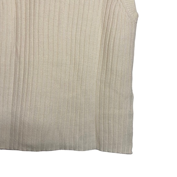 Divided H&M Cream Sweater Vest Ribbed V Neck Split Hem Acrylic Small Oversized - Picture 12 of 15